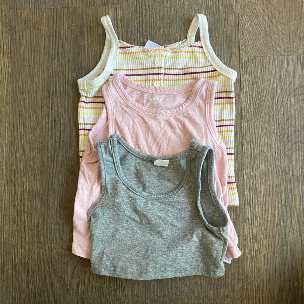 Striped, Pink, and Gray Tank Tops